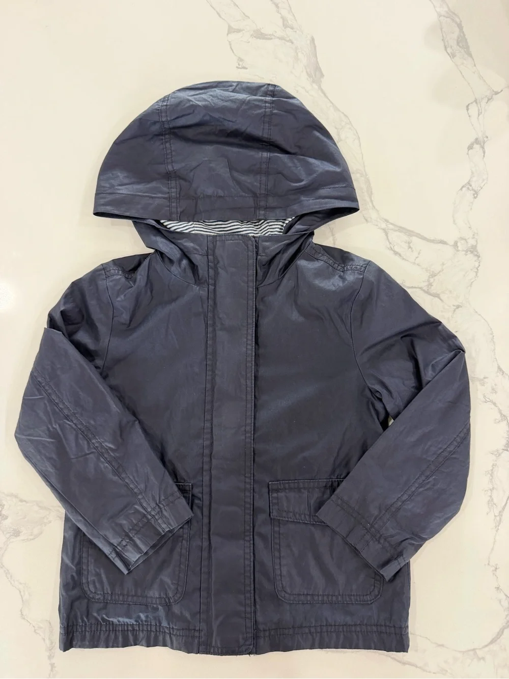 GAP Kids Navy Blue Hooded Windbreaker Jacket Size XS 4/5 Rain Coat Lined